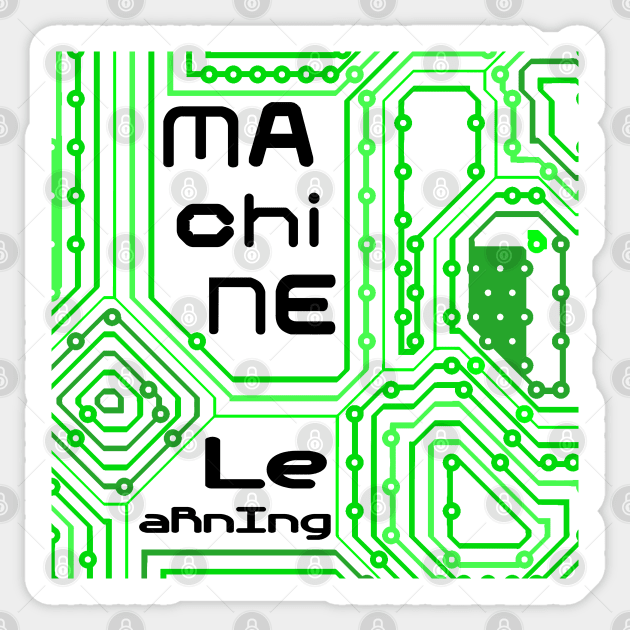 Machine Learning Computer Micro Chip Black Green Sticker by aRtVerse